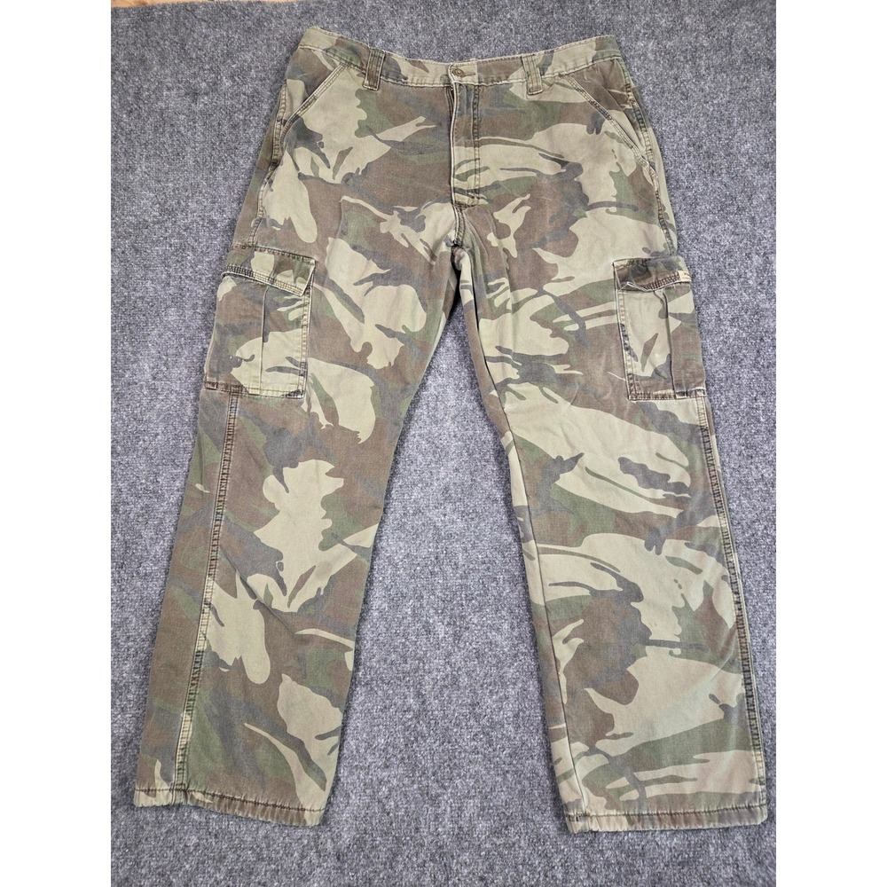 Wrangler Fleece Lined Camo Pants Mens 36x30 Green Cargo Straight Leg‎ 70WFC4M